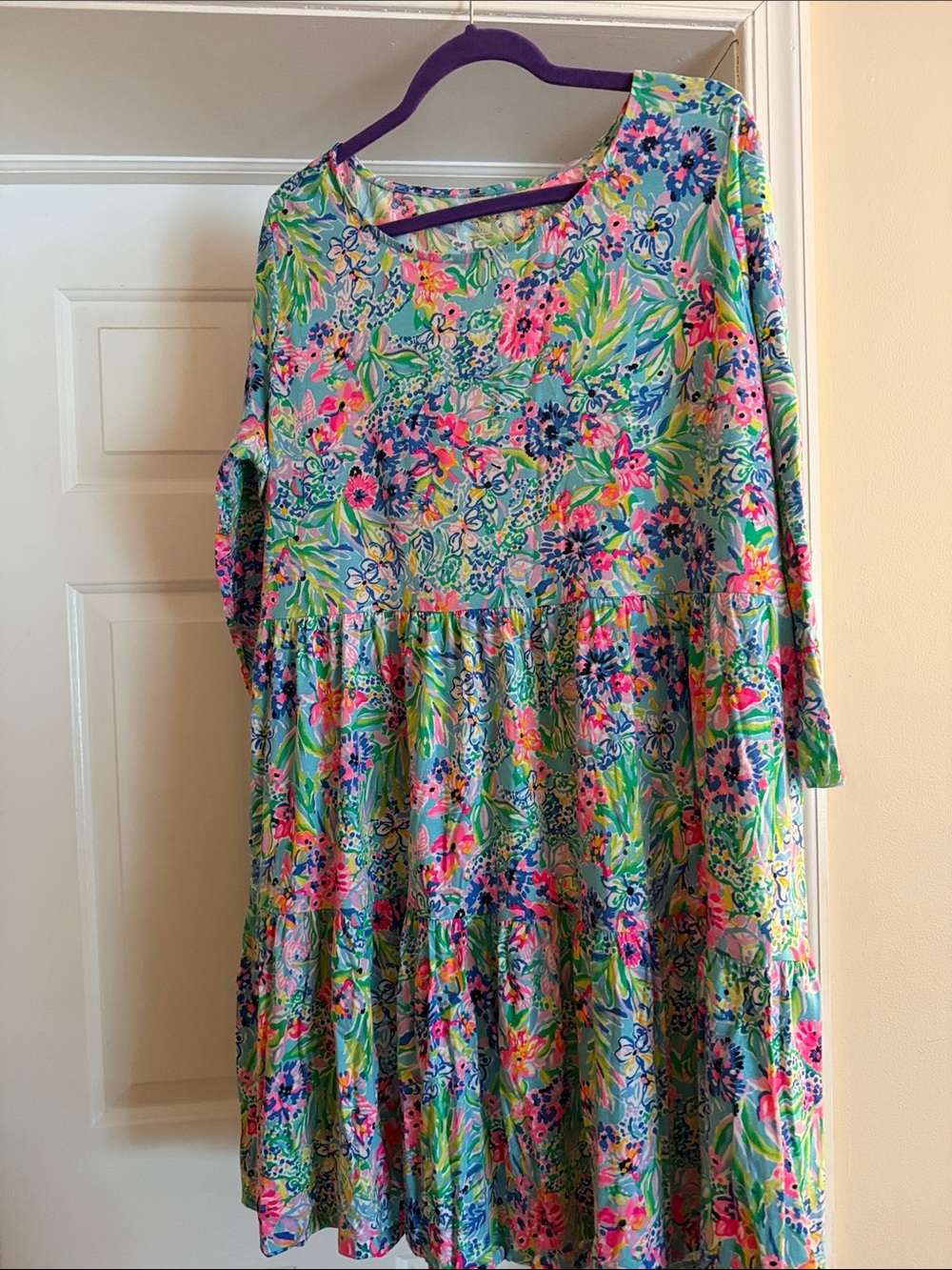 Lilly Pulitzer Multi-Color Floral Tiered Long Sleeve Dress
